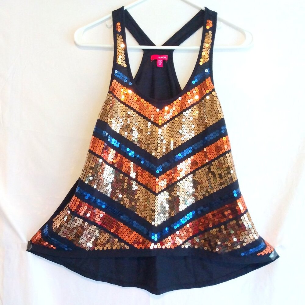 Bongo Sequin Stripe Sleeveless Tank Top S Night Out Concert Outfit Retro Glam